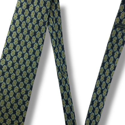 【7804】可品！アルマーニ　ネクタイ　ブラック系　グリーン系