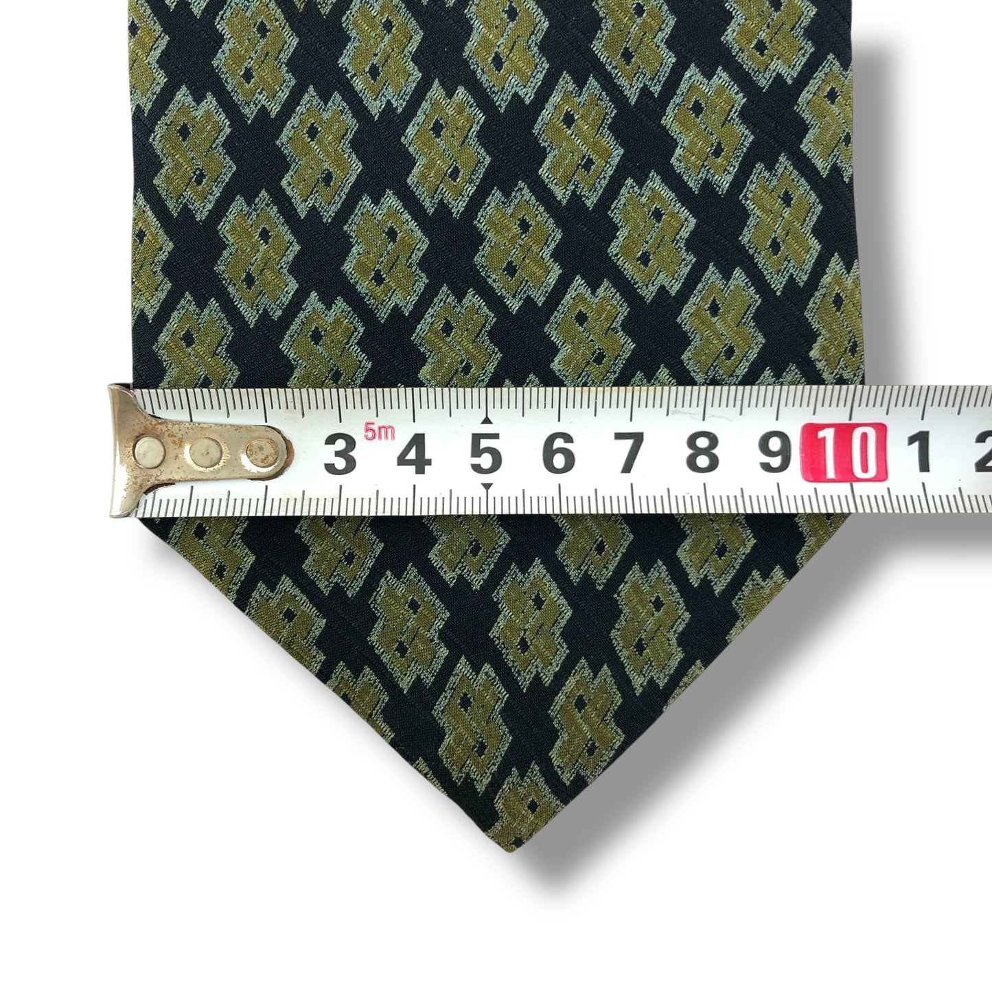 【7804】可品！アルマーニ　ネクタイ　ブラック系　グリーン系