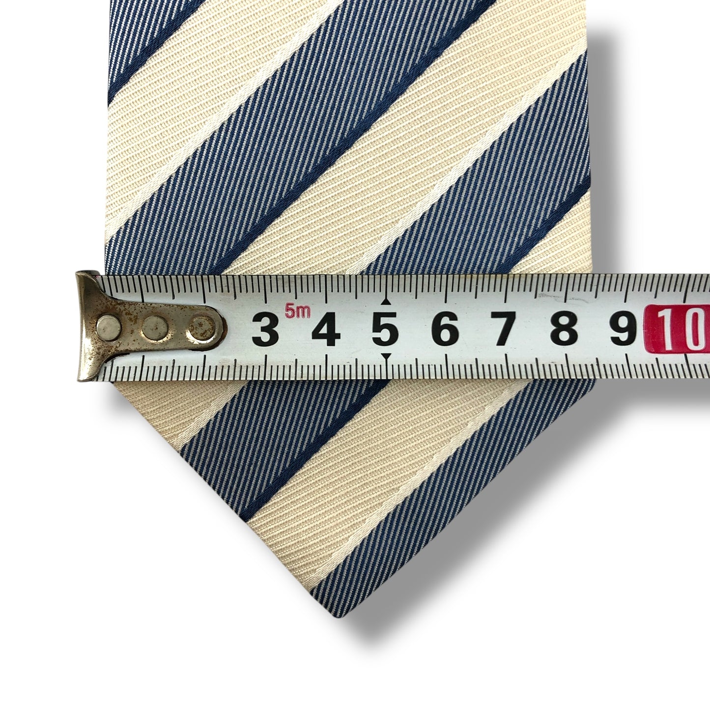 【7805】良品！エルメネジルドゼニア　ネクタイ　青×クリーム色系