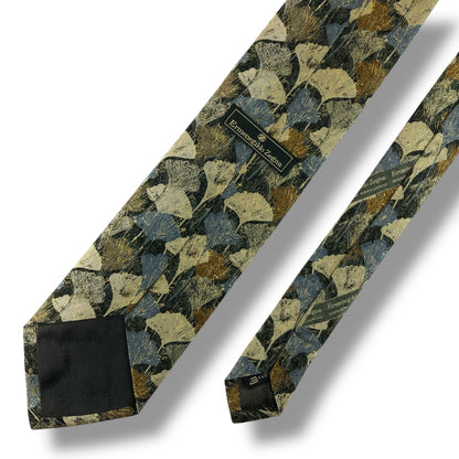 【7806】美品！エルメネジルドゼニア　ネクタイ　グリーン系　イチョウ柄