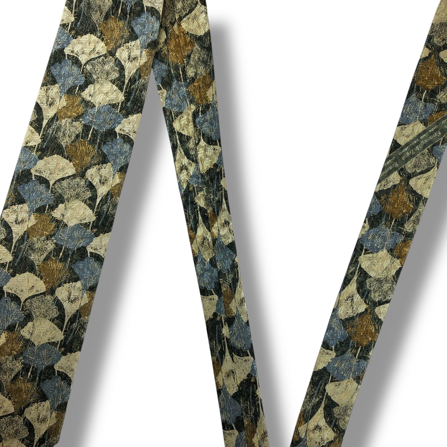 【7806】美品！エルメネジルドゼニア　ネクタイ　グリーン系　イチョウ柄