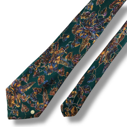 【7809】美品！ダンヒル　ネクタイ　グリーン系　葉柄