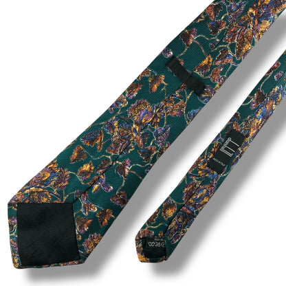 【7809】美品！ダンヒル　ネクタイ　グリーン系　葉柄