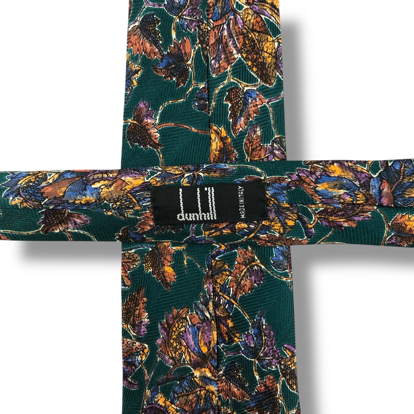 【7809】美品！ダンヒル　ネクタイ　グリーン系　葉柄