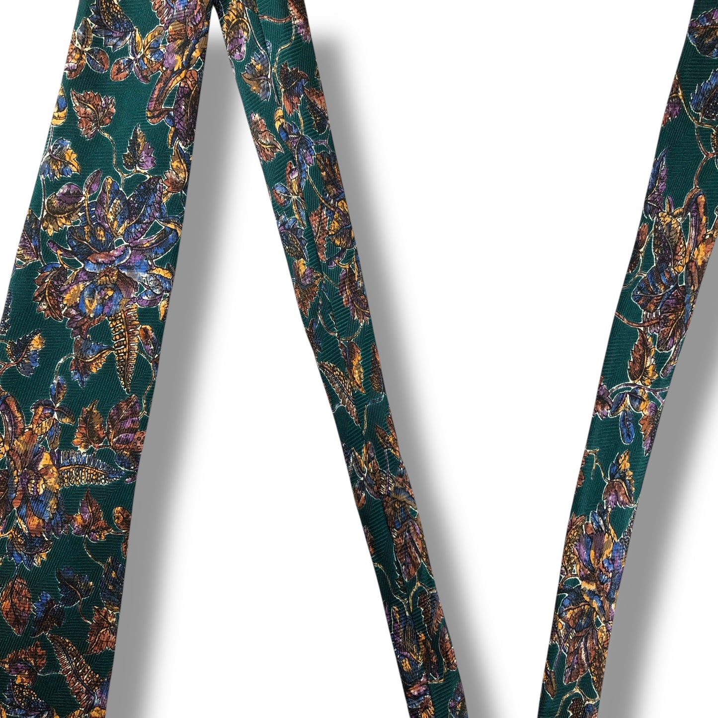 【7809】美品！ダンヒル　ネクタイ　グリーン系　葉柄