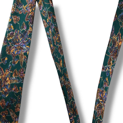 【7809】美品！ダンヒル　ネクタイ　グリーン系　葉柄