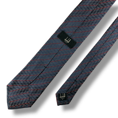 【7813】美品！ダンヒル　ネクタイ　ダークネイビー系　葉柄