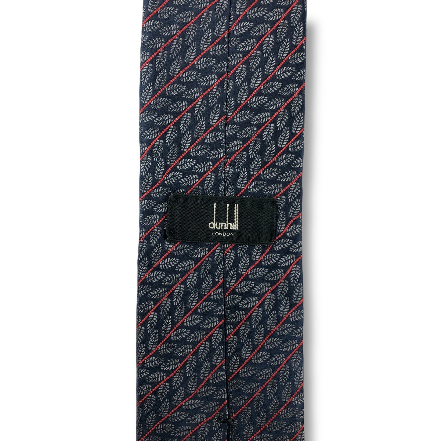 【7813】美品！ダンヒル　ネクタイ　ダークネイビー系　葉柄