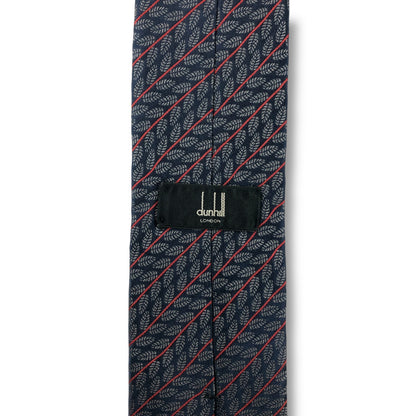 【7813】美品！ダンヒル　ネクタイ　ダークネイビー系　葉柄