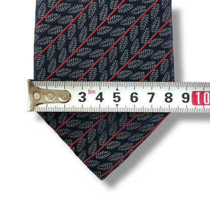 【7813】美品！ダンヒル　ネクタイ　ダークネイビー系　葉柄