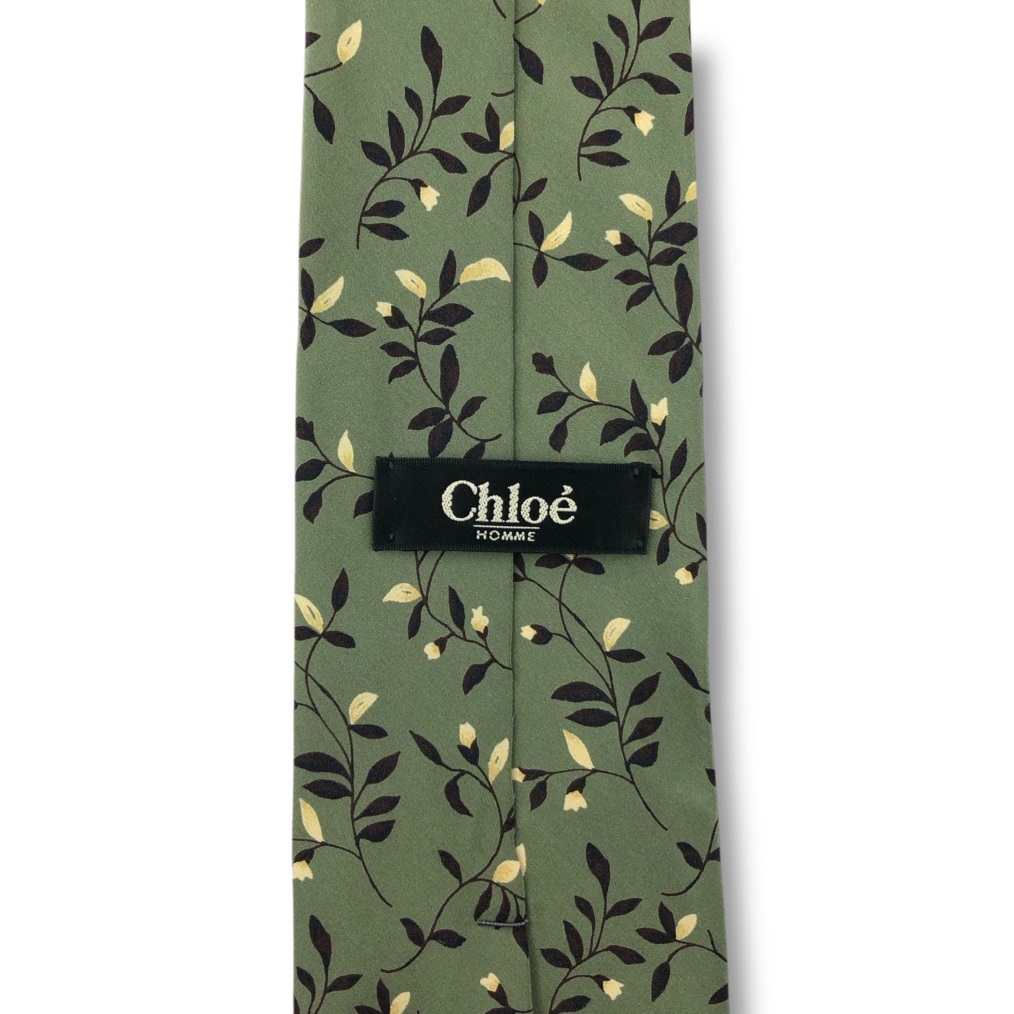 【7815】美品ー良品！クロエ　ネクタイ　グリーン系　葉柄