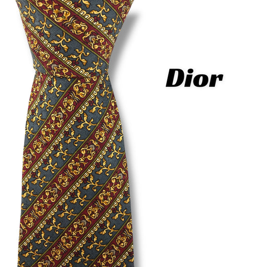 【7820】良品！ディオール　ネクタイ　グレー系