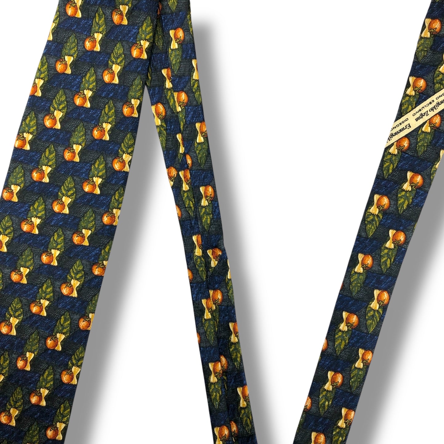 【7821】美品！エルメネジルドゼニア　ネクタイ　ブルー系　トマト柄