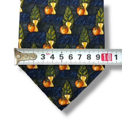 【7821】美品！エルメネジルドゼニア　ネクタイ　ブルー系　トマト柄