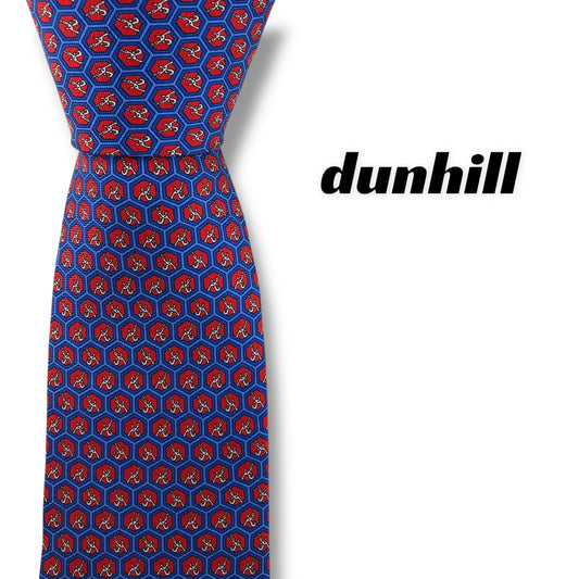 【7824】美品！ダンヒル　ネクタイ　ブルー系