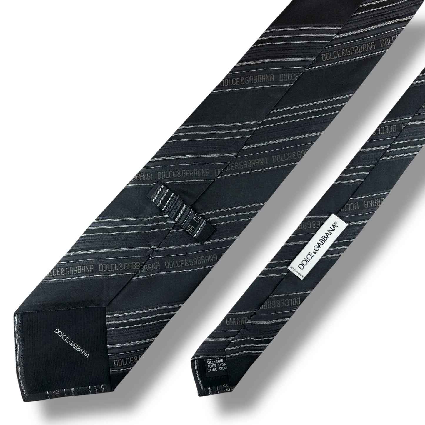 【8038】美品！ドルチェアンドガッバーナ　ネクタイ　ブラック系　ストライプ