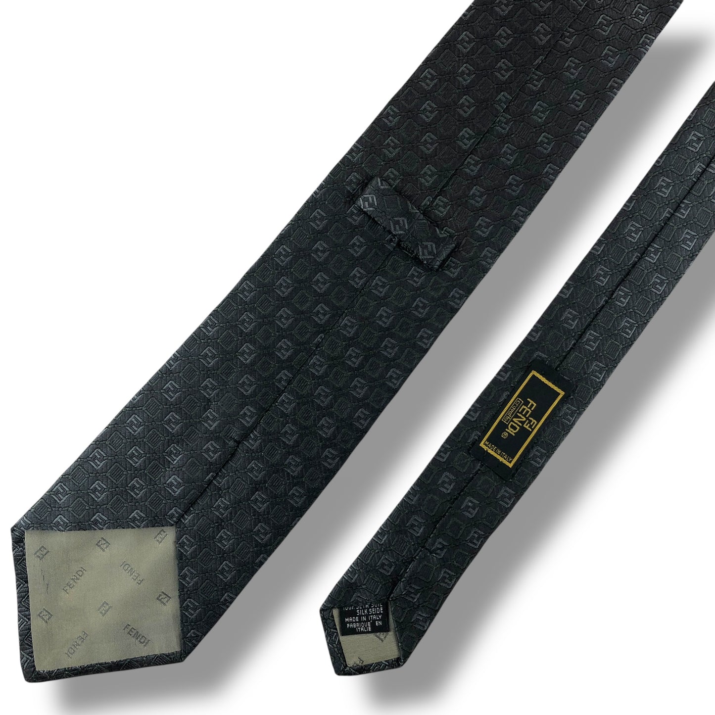 【8039】良品！フェンディ　ネクタイ　ダークシルバー系