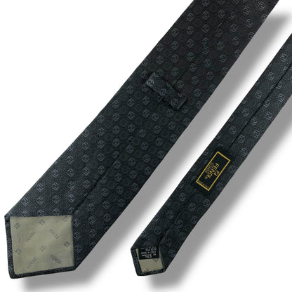 【8039】良品！フェンディ　ネクタイ　ダークシルバー系