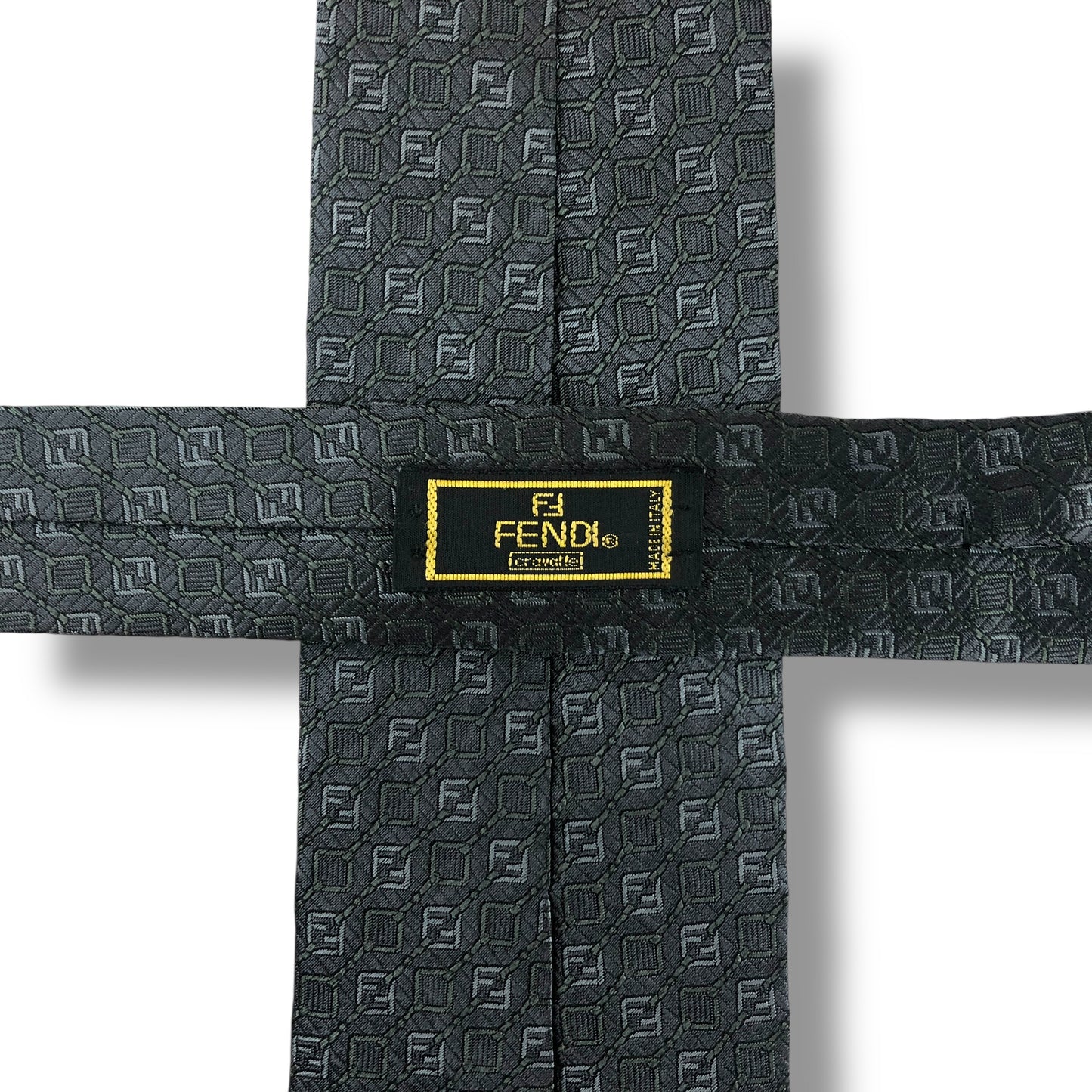 【8039】良品！フェンディ　ネクタイ　ダークシルバー系