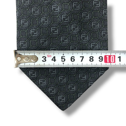 【8039】良品！フェンディ　ネクタイ　ダークシルバー系