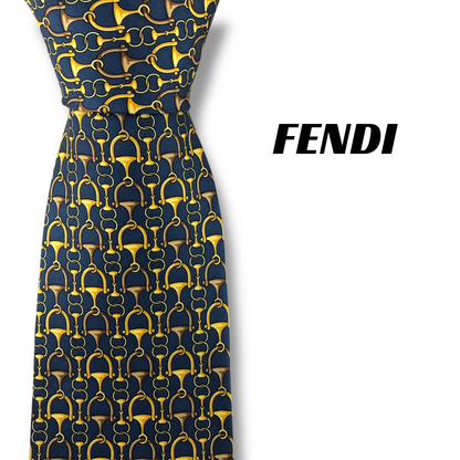 【8040】美品！フェンディ　ネクタイ　ネイビー系