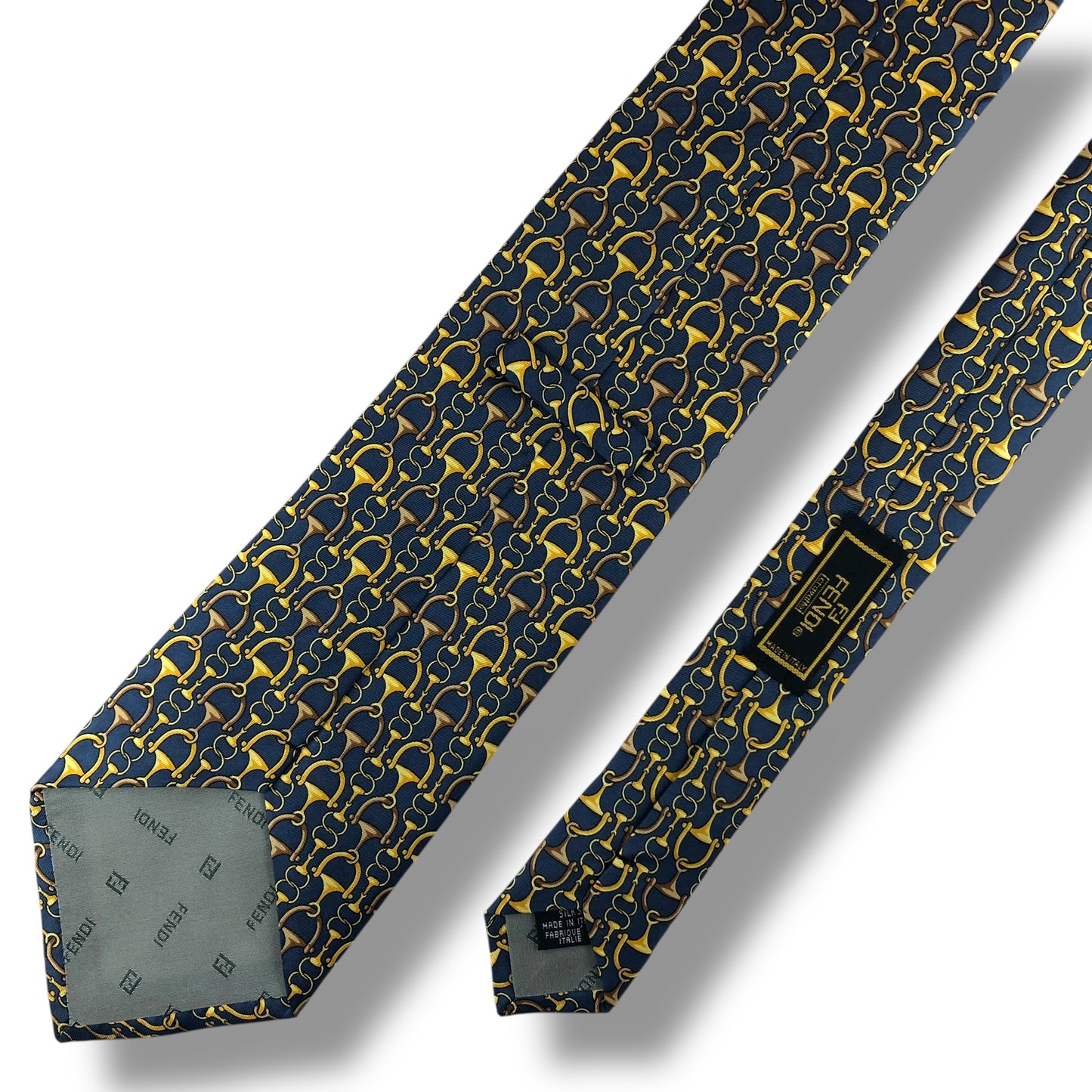 【8040】美品！フェンディ　ネクタイ　ネイビー系