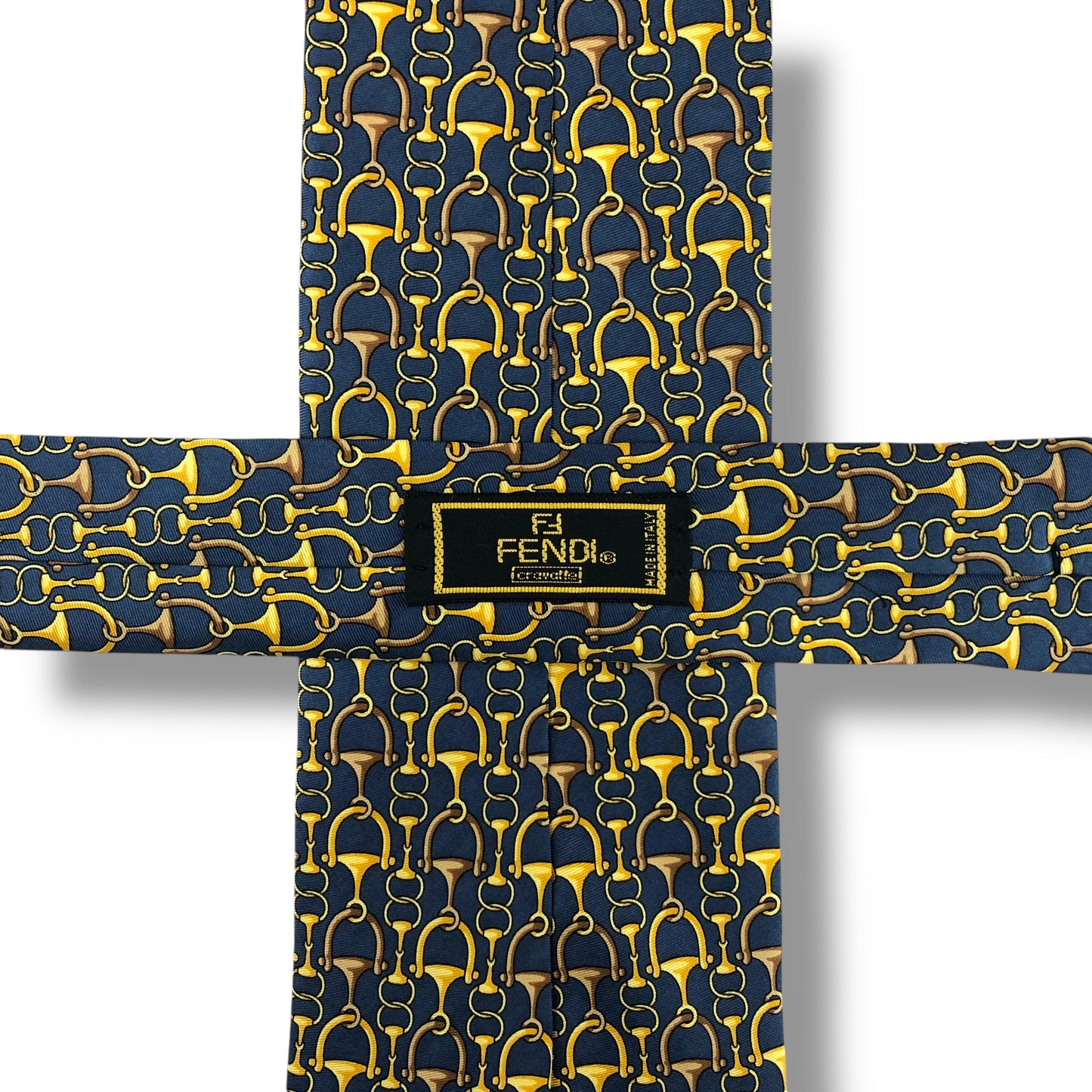 【8040】美品！フェンディ　ネクタイ　ネイビー系