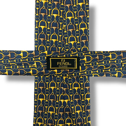 【8040】美品！フェンディ　ネクタイ　ネイビー系