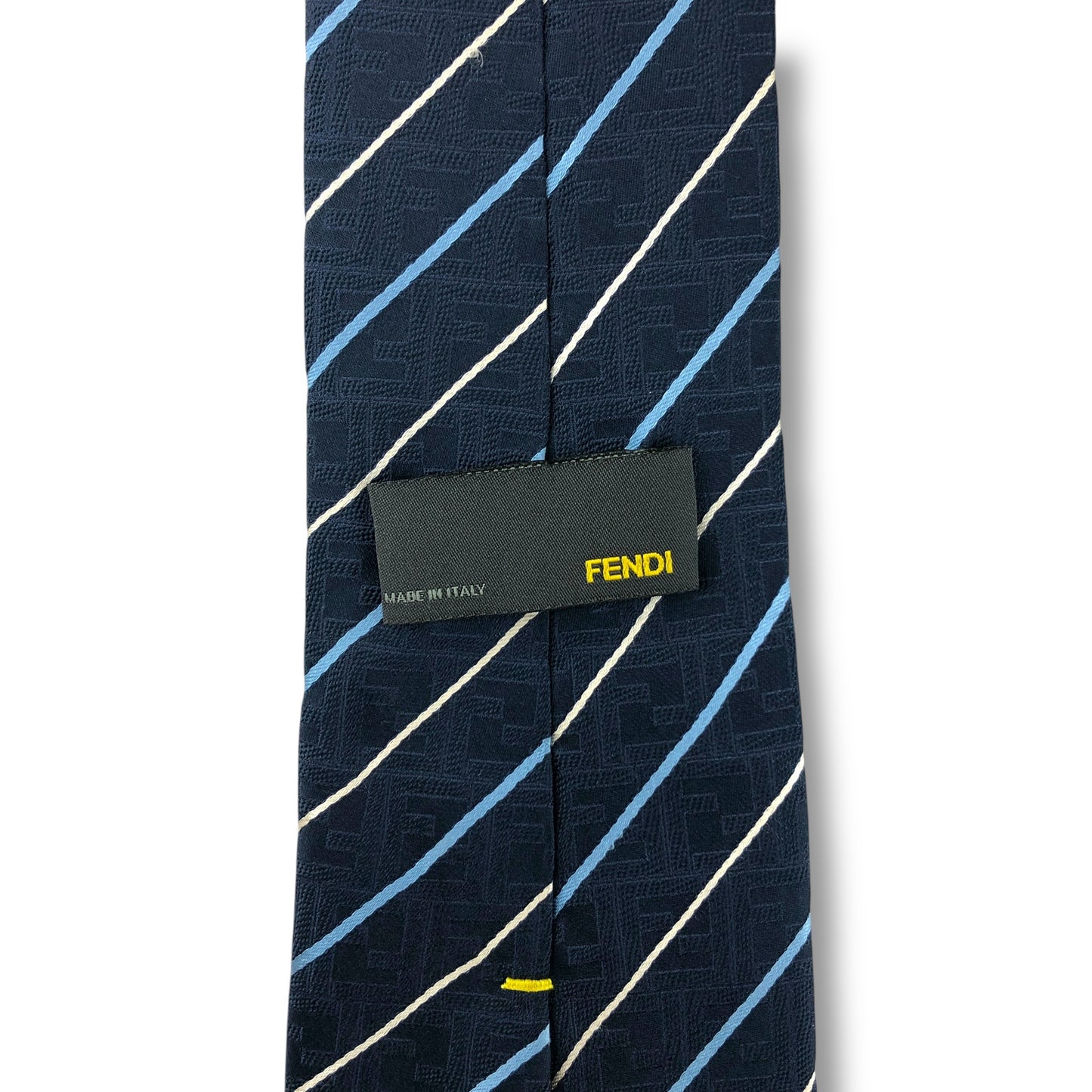 【8041】美品！フェンディ　ネクタイ　ブルー系　ストライプ柄　FF柄
