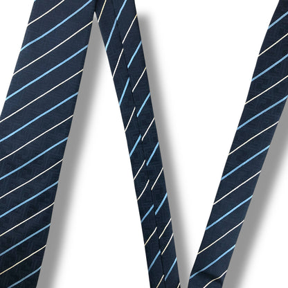 【8041】美品！フェンディ　ネクタイ　ブルー系　ストライプ柄　FF柄