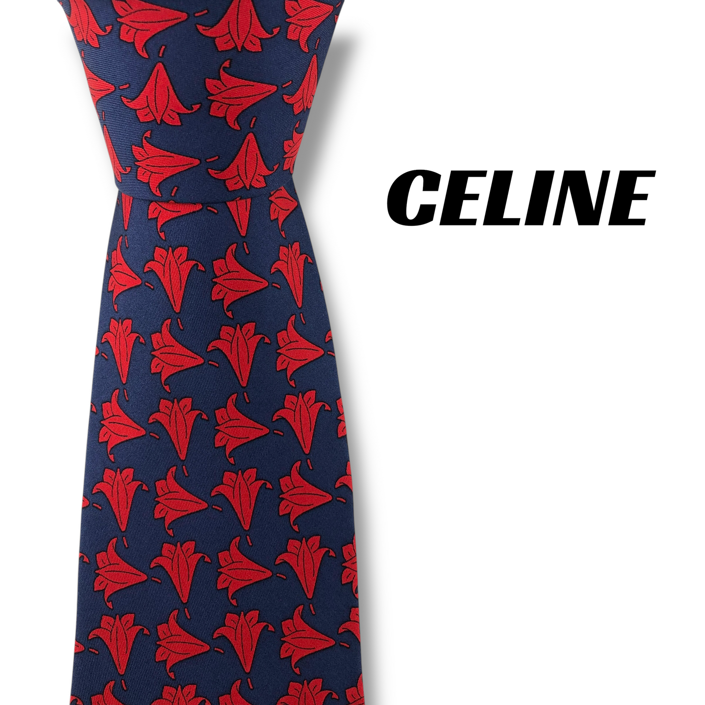 【8053】美品！セリーヌ　ネクタイ　ネイビー系