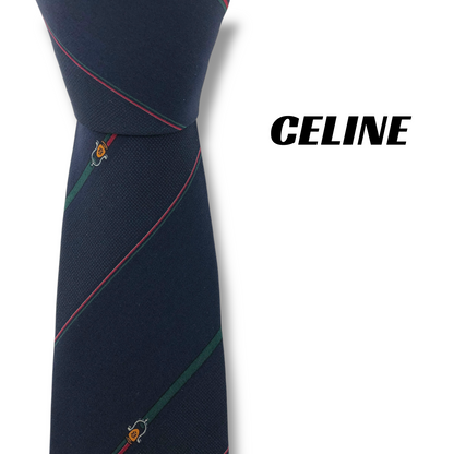 【8057】良品！セリーヌ　ネクタイ　ネイビー系