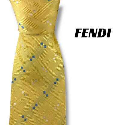 【8060】良品！フェンディ　ネクタイ　イエロー系　FF柄