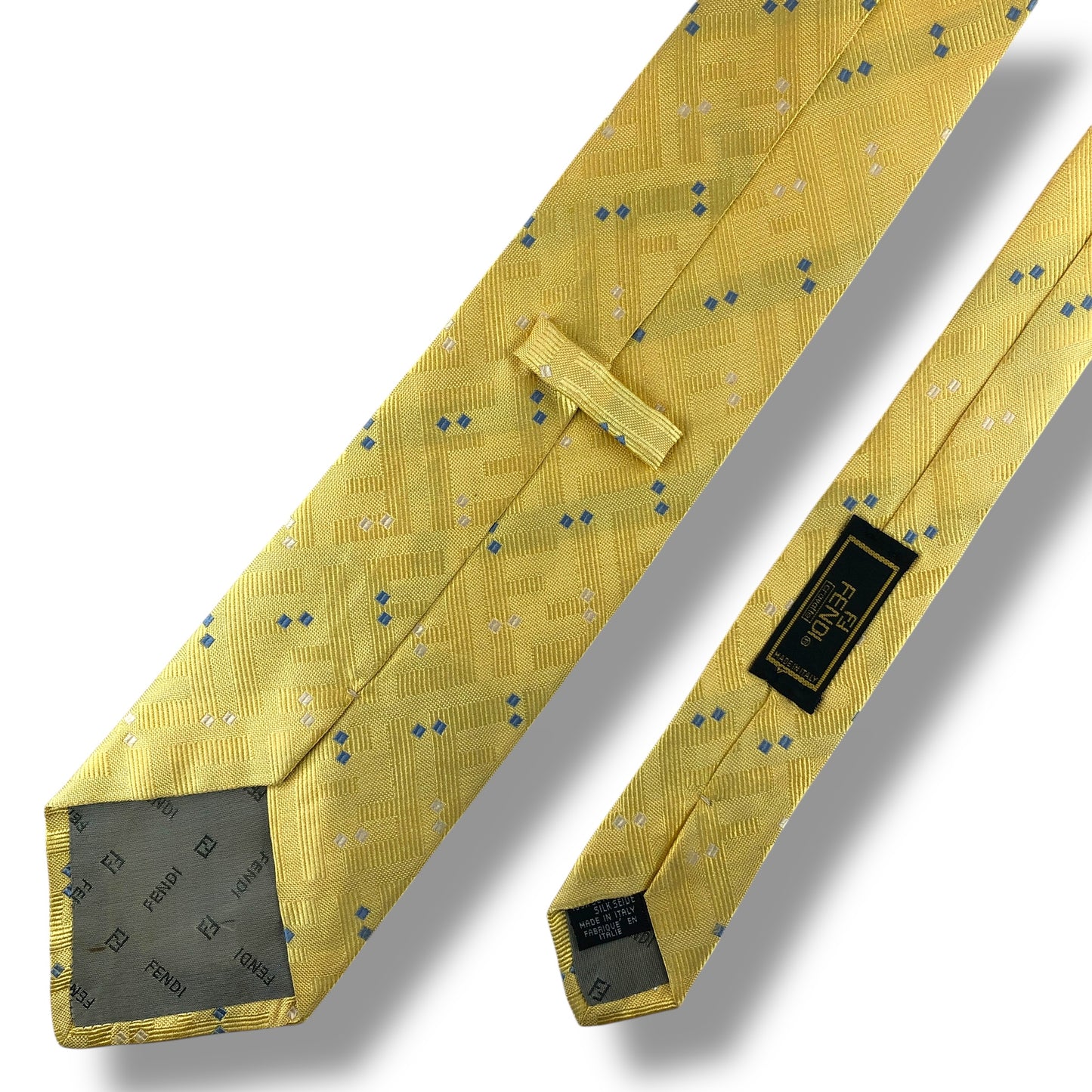 【8060】良品！フェンディ　ネクタイ　イエロー系　FF柄