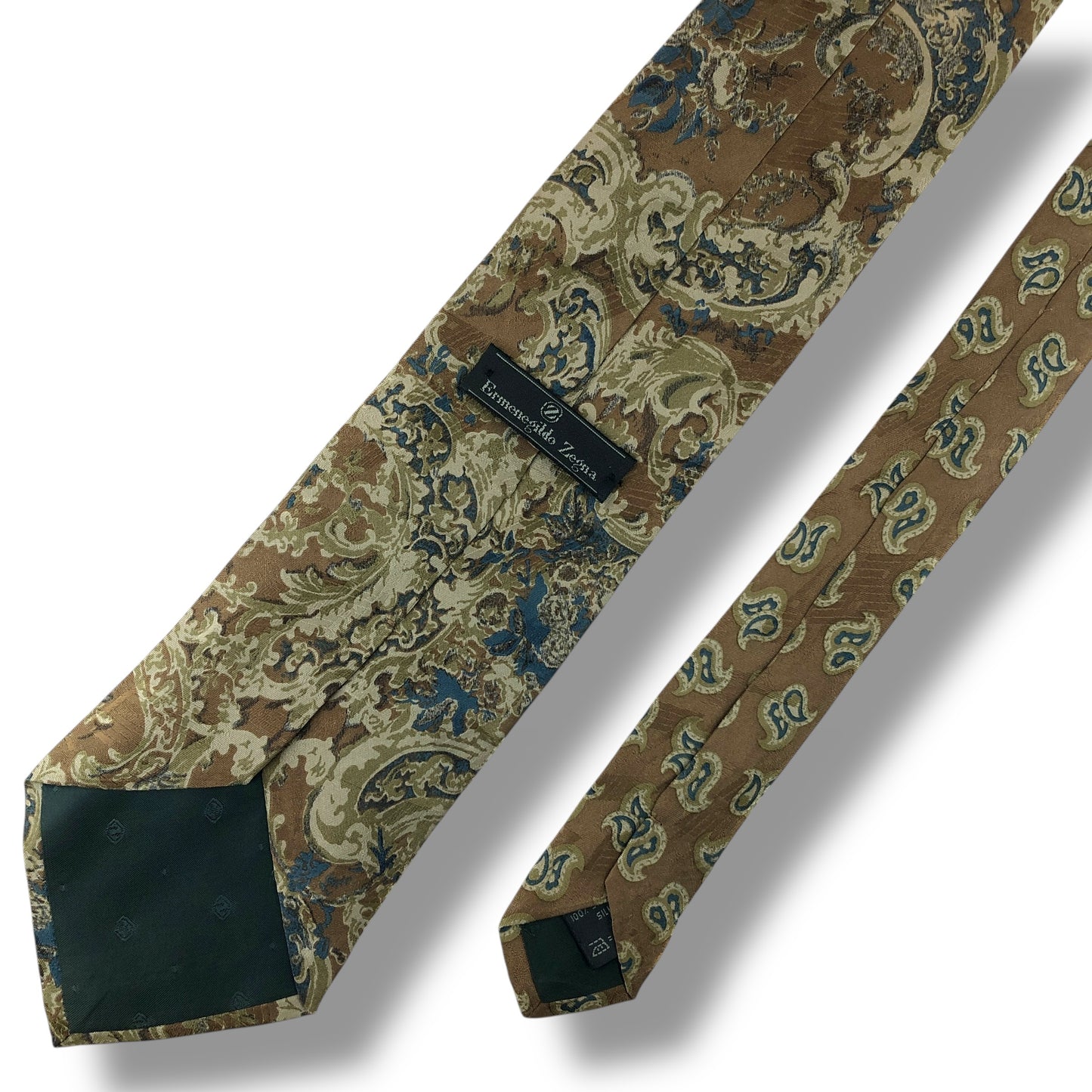 【8061】美品！エルメネジルドゼニア　ネクタイ　ベージュ系