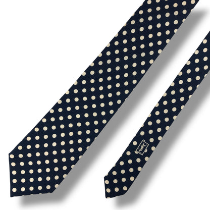 【8065】美品！イブサンローラン　ネクタイ　ネイビー系　ドット柄