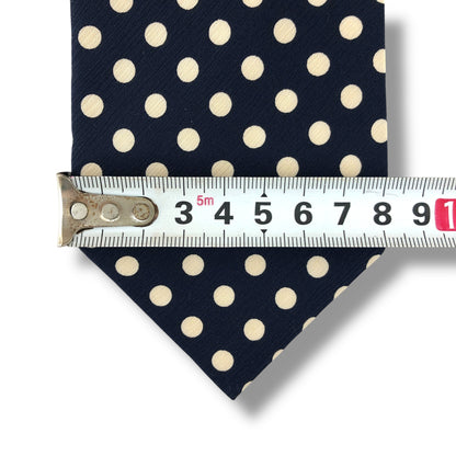 【8065】美品！イブサンローラン　ネクタイ　ネイビー系　ドット柄