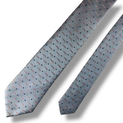 【8070】美品！セリーヌ　ネクタイ　水色系　マカダム柄