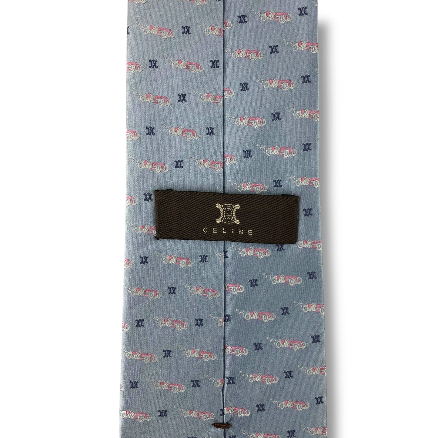 【8070】美品！セリーヌ　ネクタイ　水色系　マカダム柄