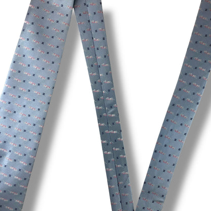 【8070】美品！セリーヌ　ネクタイ　水色系　マカダム柄