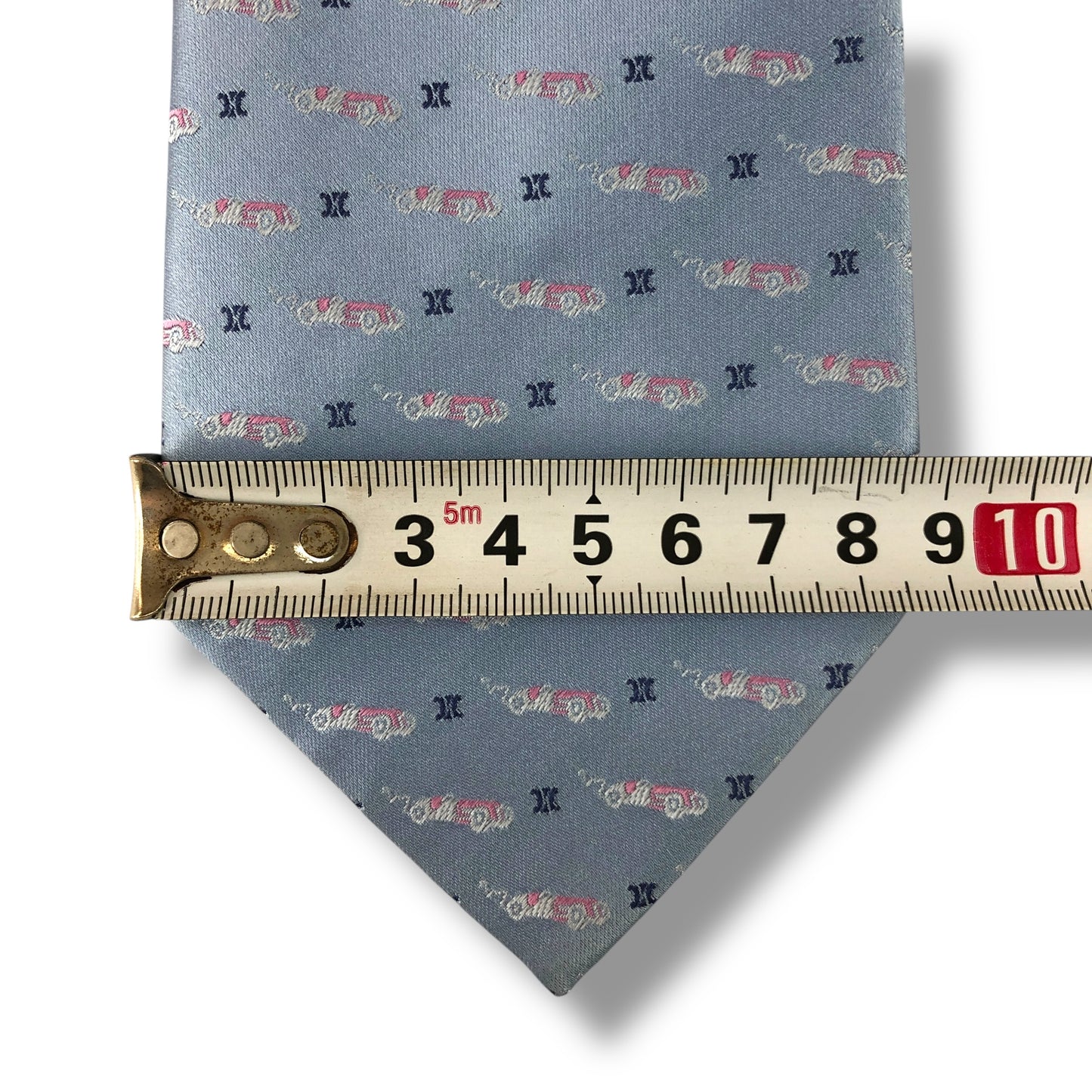 【8070】美品！セリーヌ　ネクタイ　水色系　マカダム柄