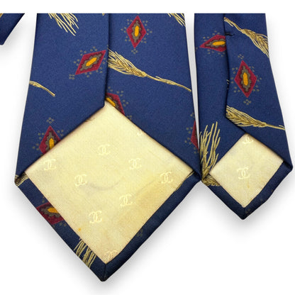 【7696】良品！シャネル　ネクタイ　ダークネイビー系