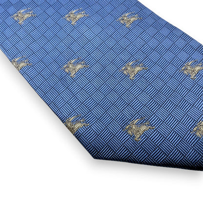 【7652】美品！バーバリー　ネクタイ　ブルー系　ホースロゴ