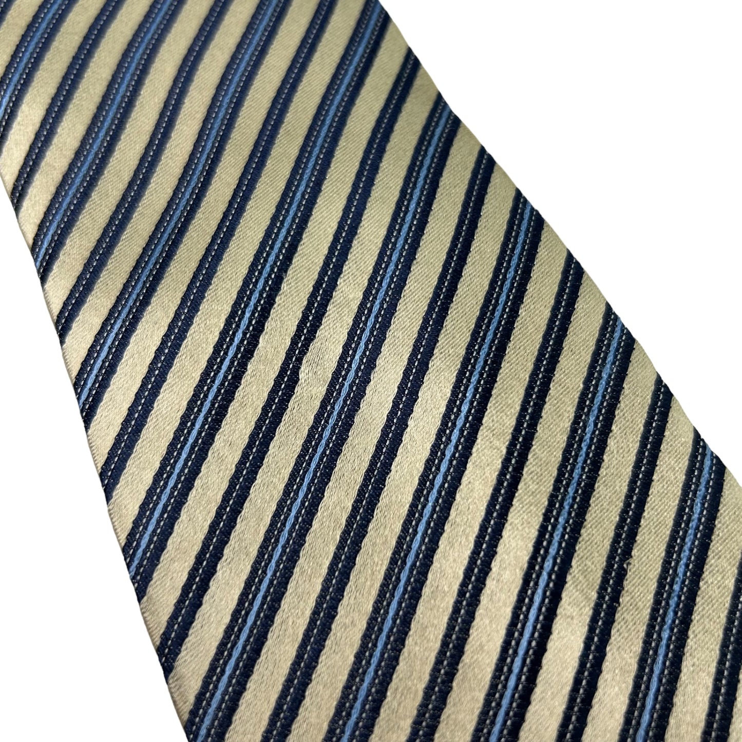 [6141] Good quality! Pierre Cardin tie, cream color x blue stripes 
