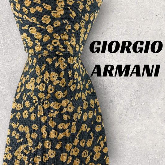 [5973] Beautiful item! Giorgio Armani tie, navy black x yellow 