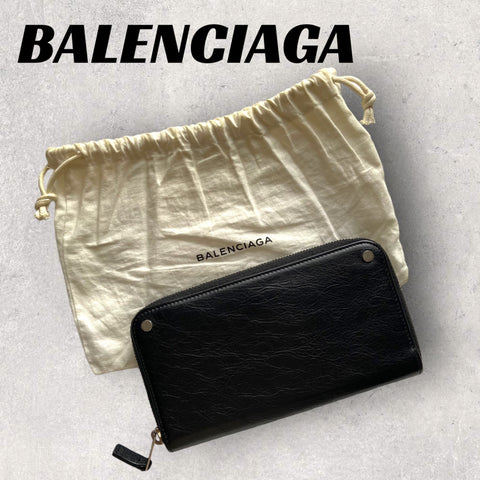 【美品】BALENCIAGA 長財布 ブラック　ラウンドジップ