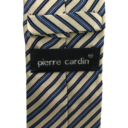 [6141] Good quality! Pierre Cardin tie, cream color x blue stripes 