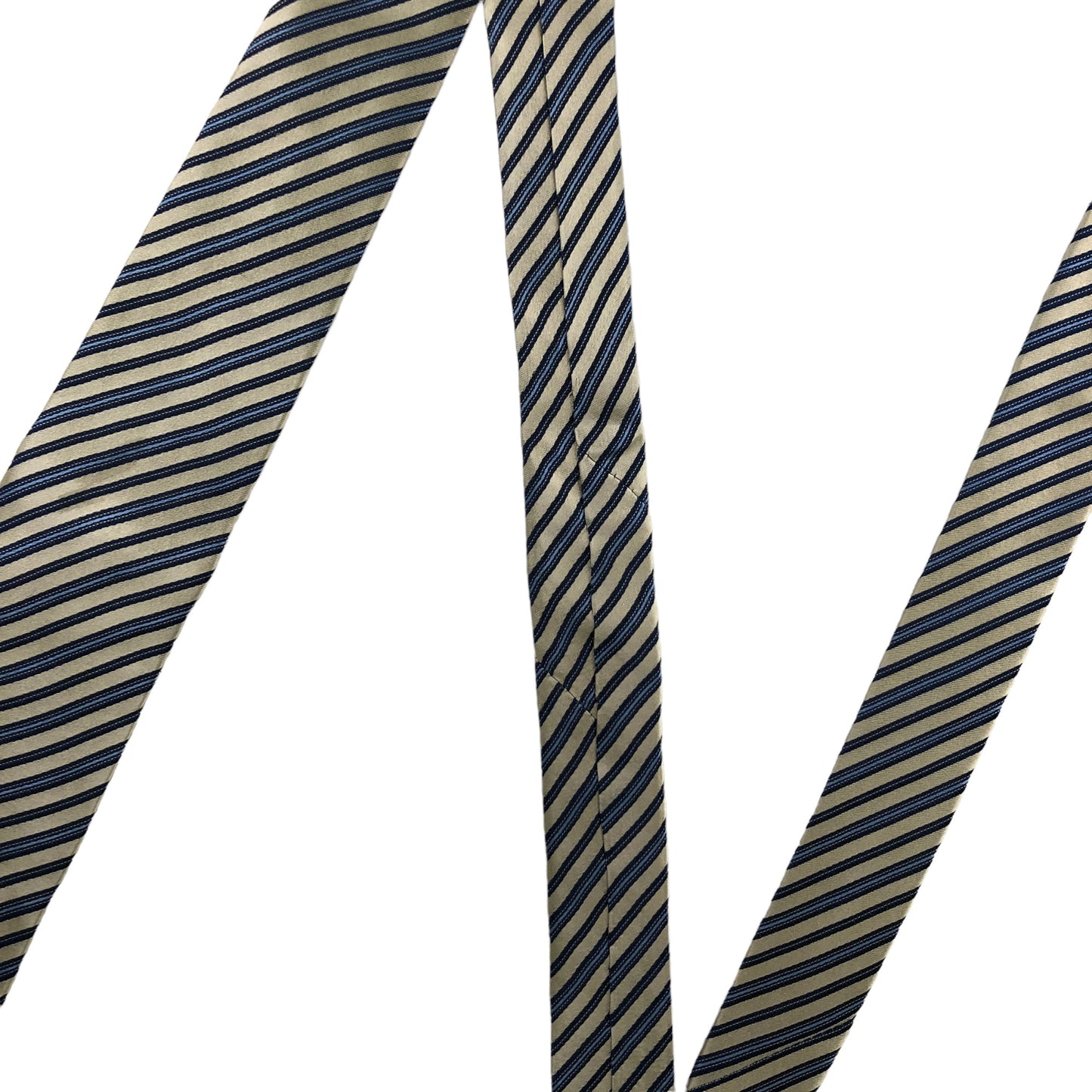 [6141] Good quality! Pierre Cardin tie, cream color x blue stripes 