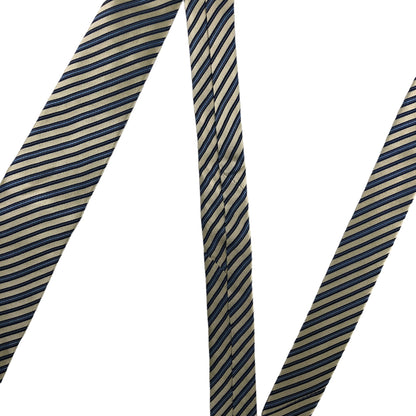 [6141] Good quality! Pierre Cardin tie, cream color x blue stripes 
