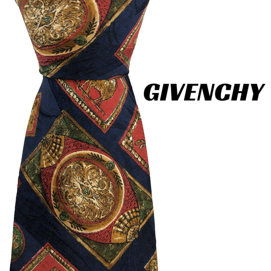 [6137] Good quality! Givenchy tie, navy, animal print 
